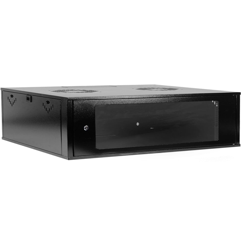 Mini Rack de Parede 19" 3Us x 300mm Preto